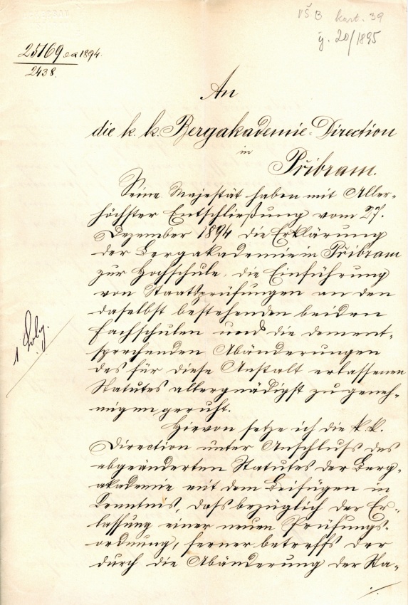 Výnos ministerstva zemědělství ze dne 7. ledna 1895, kterým byl Báňské akademii přiznán statut vysoké školy