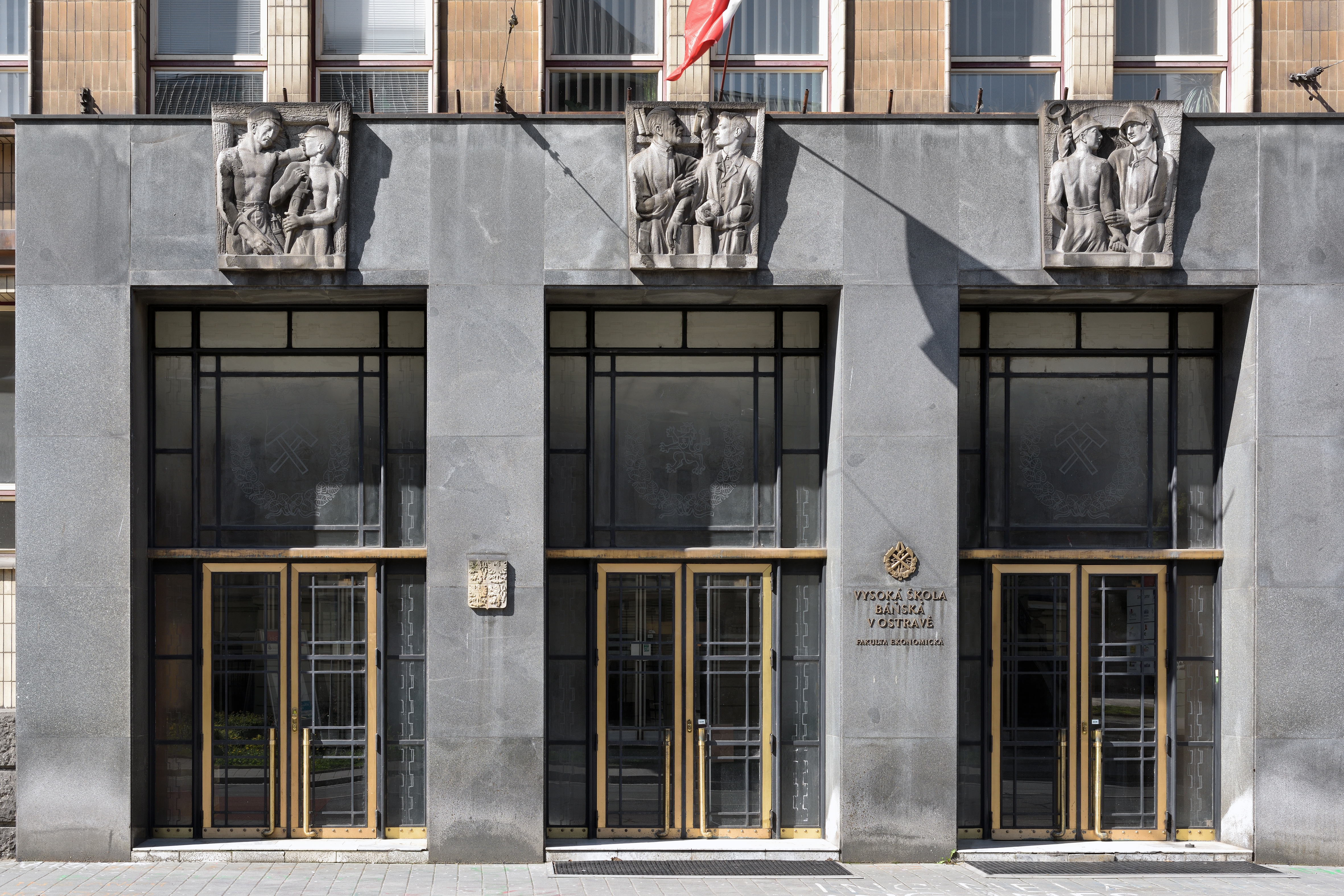Façade of the Faculty of Economics with reliefs, photo by Roman Polášek