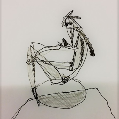 Kresba Jaromíra Garguláka k plastice Myslitel, archiv autora Kresba Jaromíra Garguláka k plastice Myslitel, archiv autora