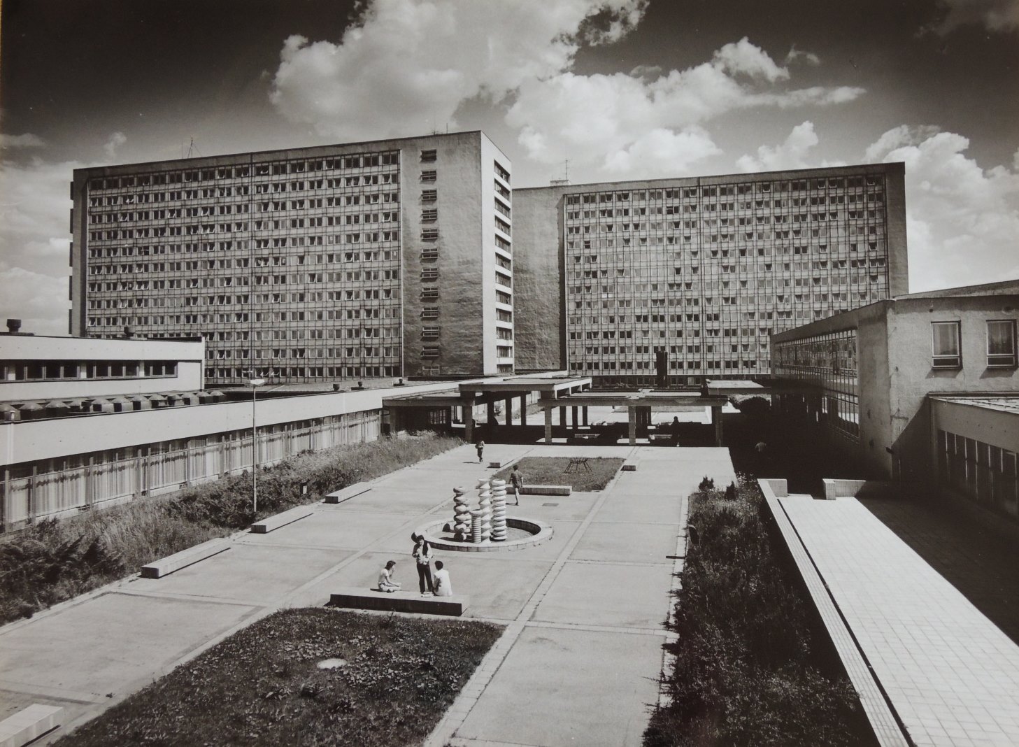 Courtyard of university dormitories with the Fountain