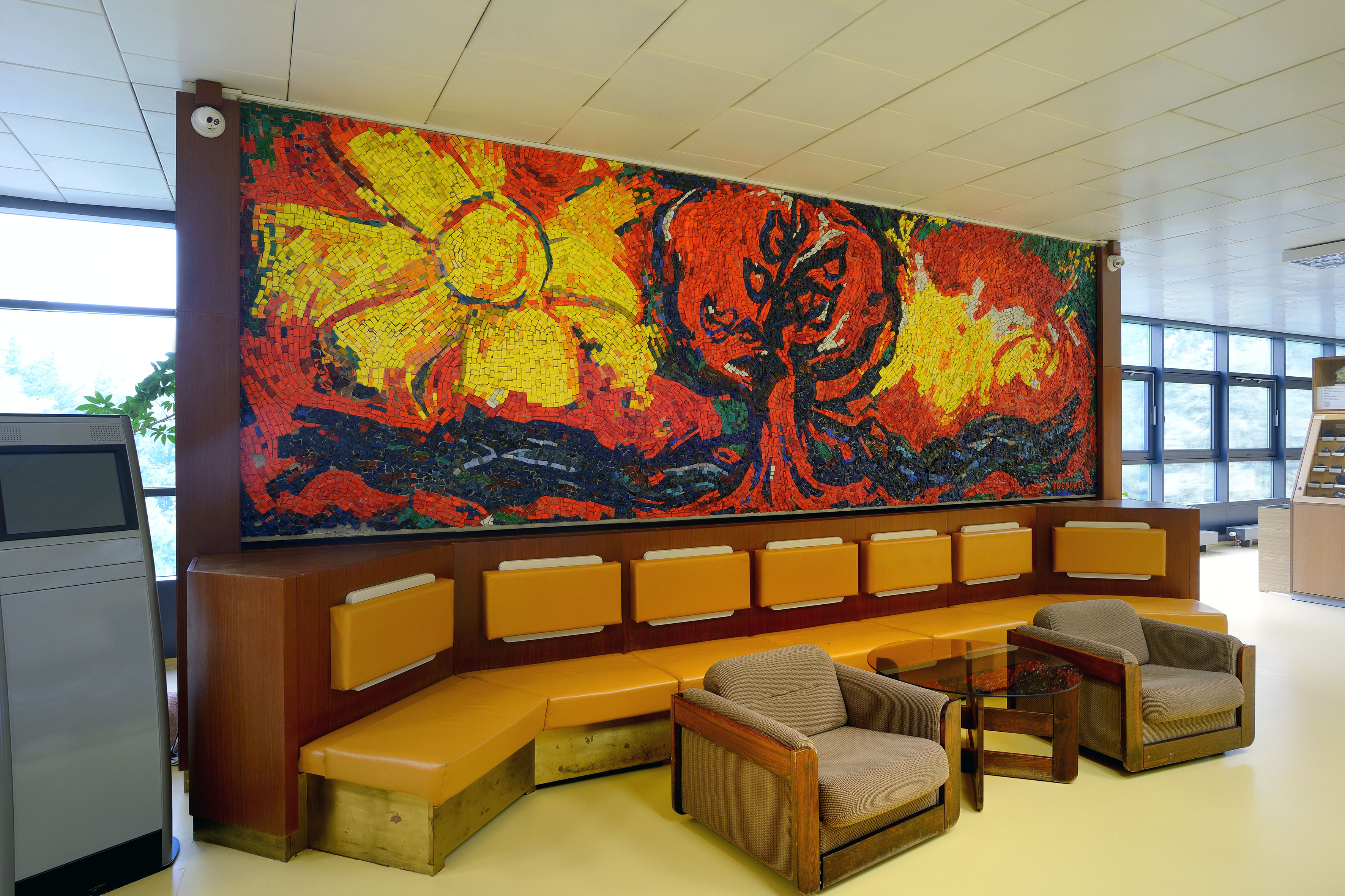 Mosaic Tree of Life with original furniture, photo by Roman Polášek