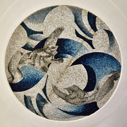 Detail mozaiky Vzlet / Rozvoj lidského myšlení, fotografie Roman Polášek