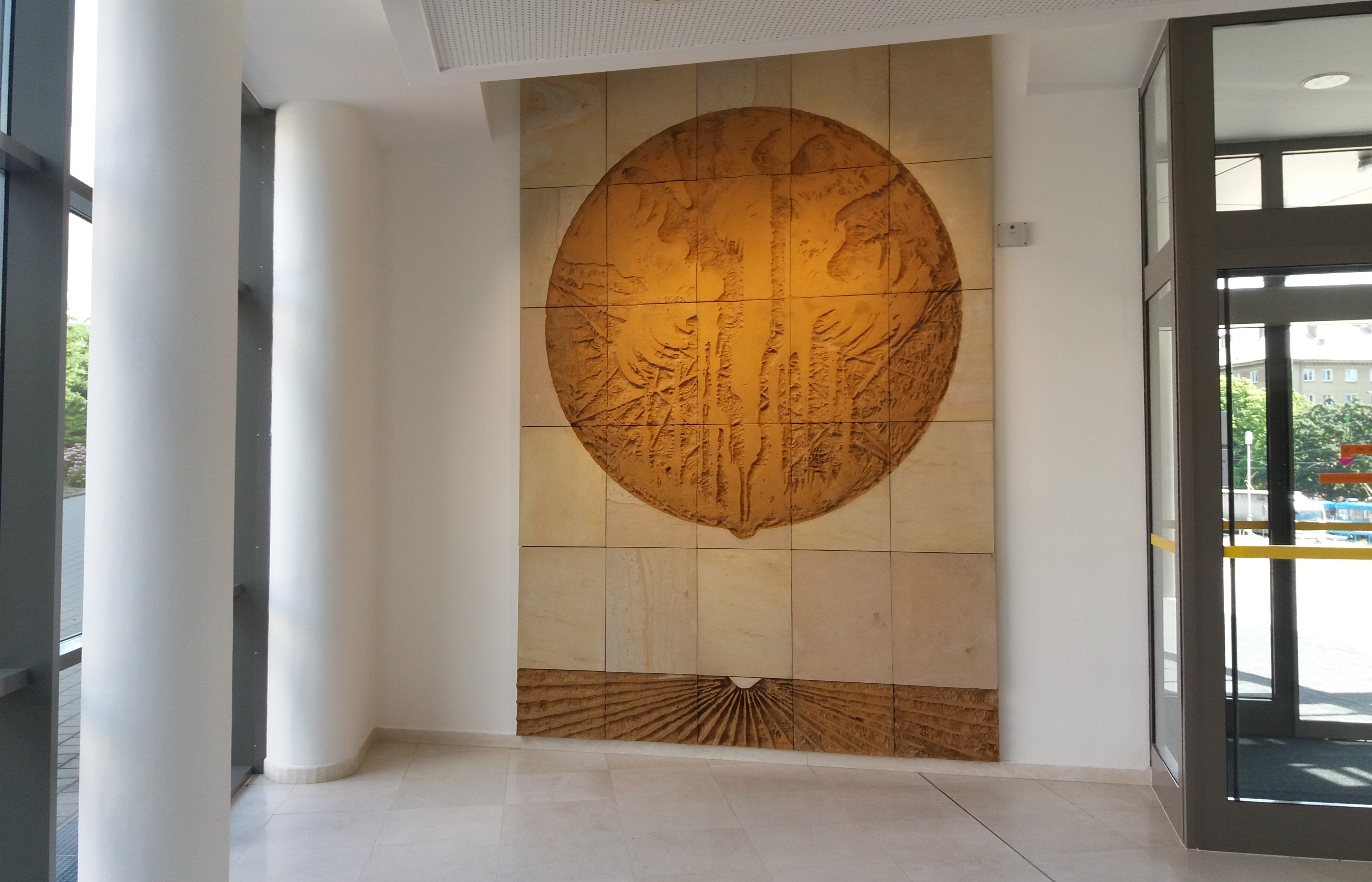 Relief The Birth of Iron after installation in the New Hall of VSB-TUO in 2019, photo by Eva Špačková