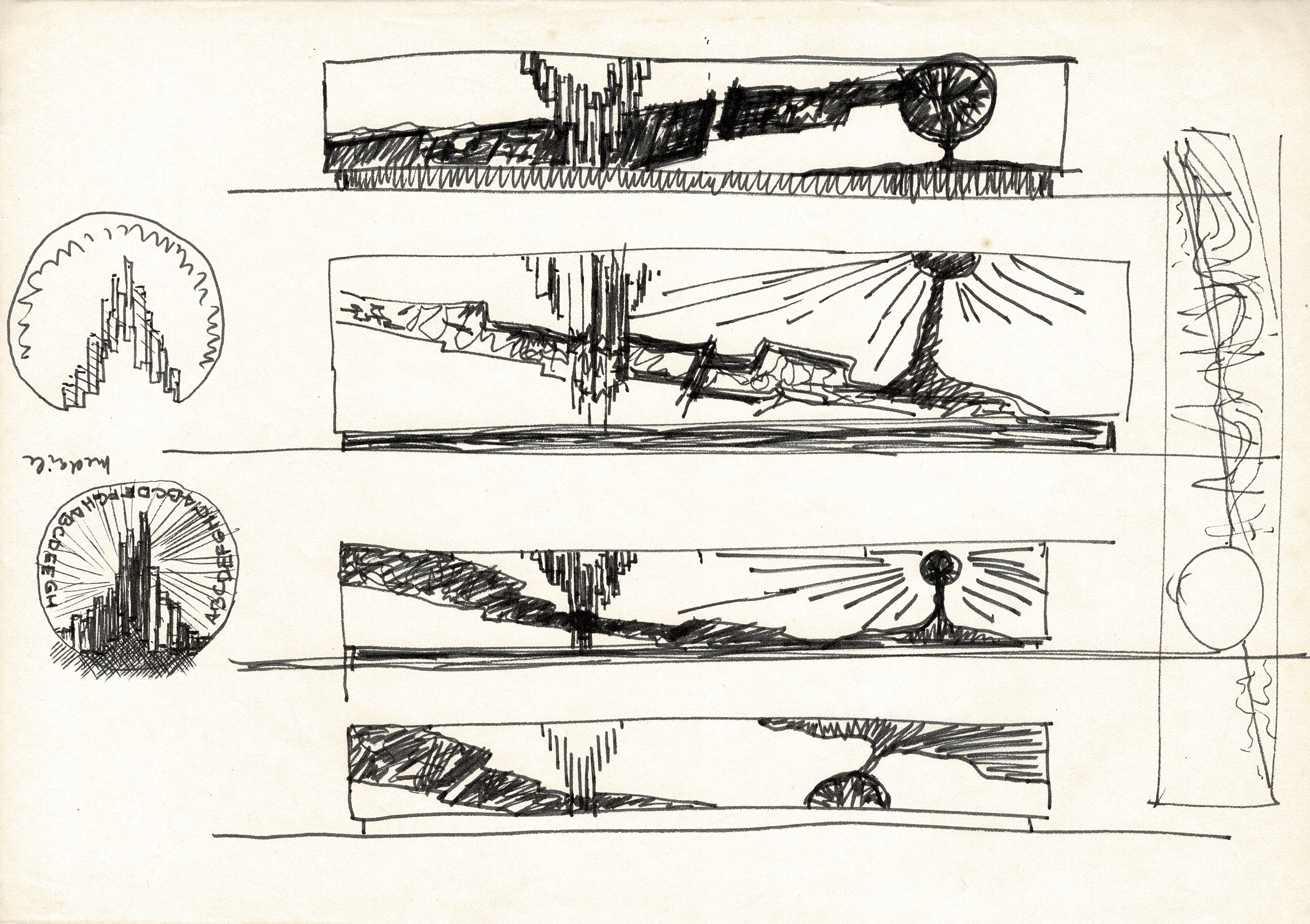 Sketch for the relief The Birth of Coal using the theme for VSB medals, archive of Vladislav Gajda