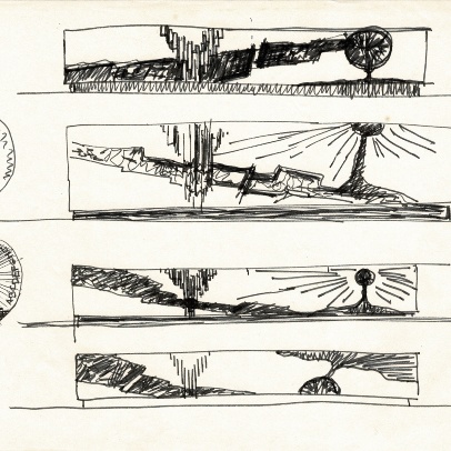 Sketch for the relief The Birth of Coal using the theme for VSB medals, archive of Vladislav Gajda