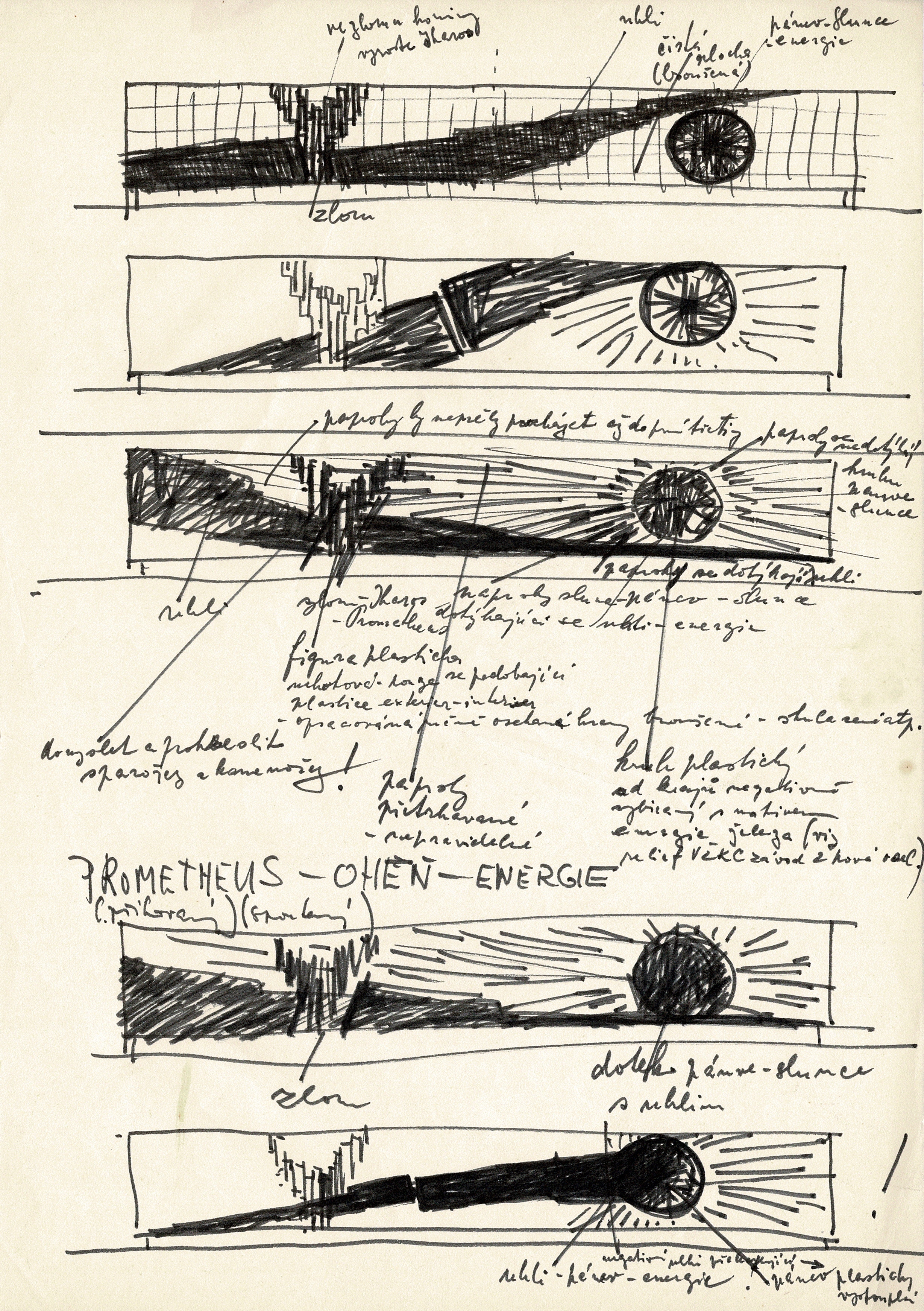 Sketch for the relief The Birth of Coal, archive of Vladislav Gajda