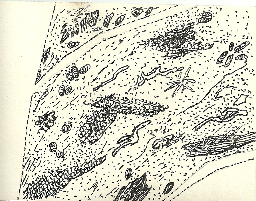 Study drawing of the detail from the The Birth of Coal relief, archive of Vladislav Gajda