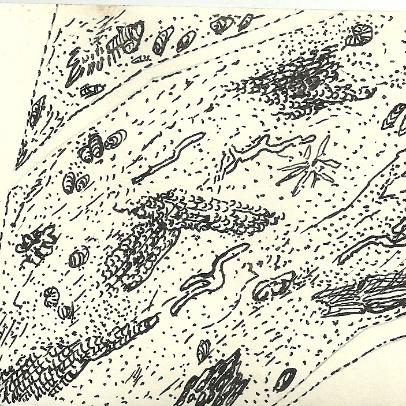 Studijní kresba detailu reliéfu Zrození uhlí, archiv Vladislava Gajdy Studijní kresba detailu reliéfu Zrození uhlí, archiv Vladislava Gajdy